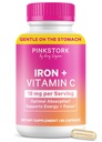 Pink Stork Prenatal Iron Supplement for Women - 18 mg Non-Constipating Iron & Vitamin C for Pregnancy, Postpartum, " Breastfeeding - Focus, Fatigue, " Blood Cell Production - 2 Month Supply