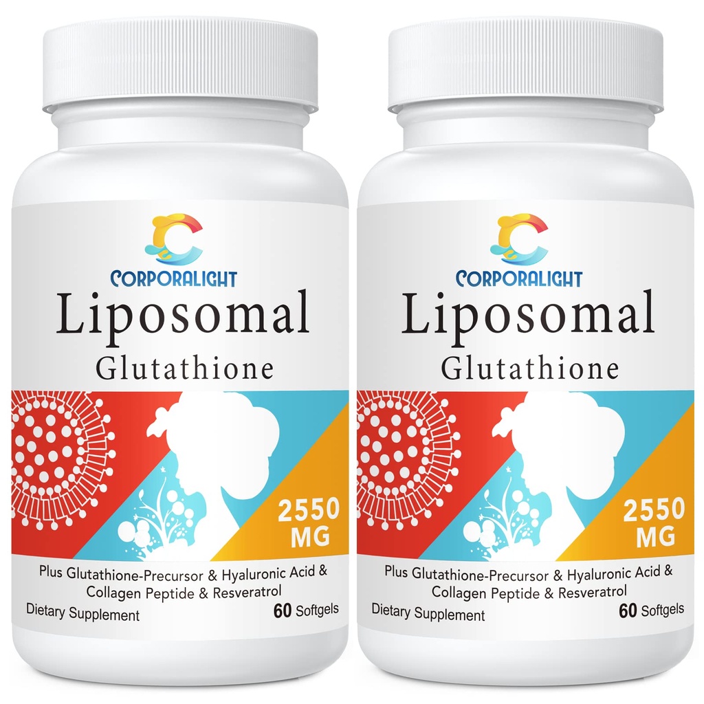 Liposomal Glutathione Softgels, Ausorción Mejorada - Entrega Liposomal, Forma activa L-Glutathione, Celular, Función Inmune " Detox Hígado, Rico en Fórmula Antioxidante, Gluten Free, 120 Softgels