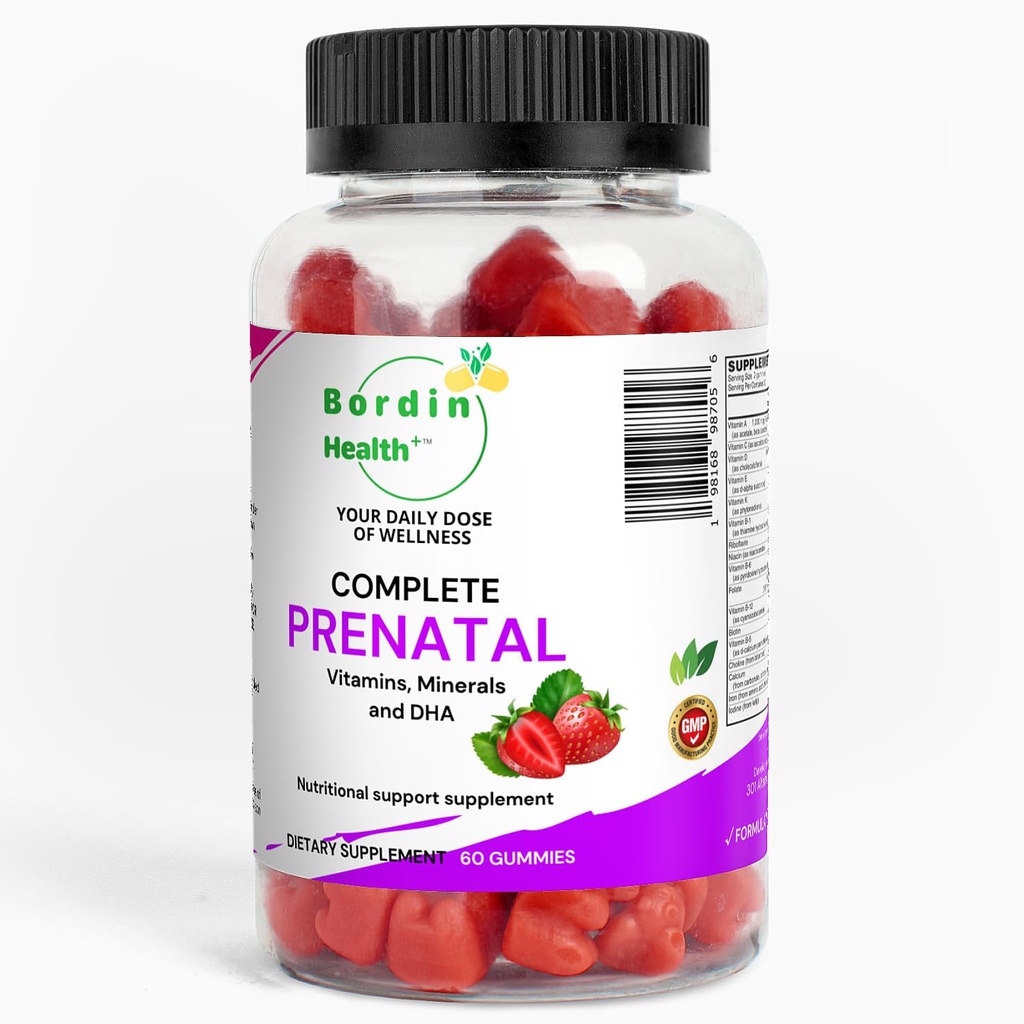 Vitaminas prenatales completas, ácido fólico, hierro, línea de apoyo a los tubos neuronales, Omega-3 DHA para el desarrollo del cerebro fetal, Calcio-Helper D3 &amp; K2, Gummies no vegetarianas GMO