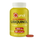 Qunol 200mg Ubiquinol, potente antioxidante para el corazón y la salud vascular, esencial para la producción de energía, Suplemento natural Forma activa de CoQ10, 60 Cuenta