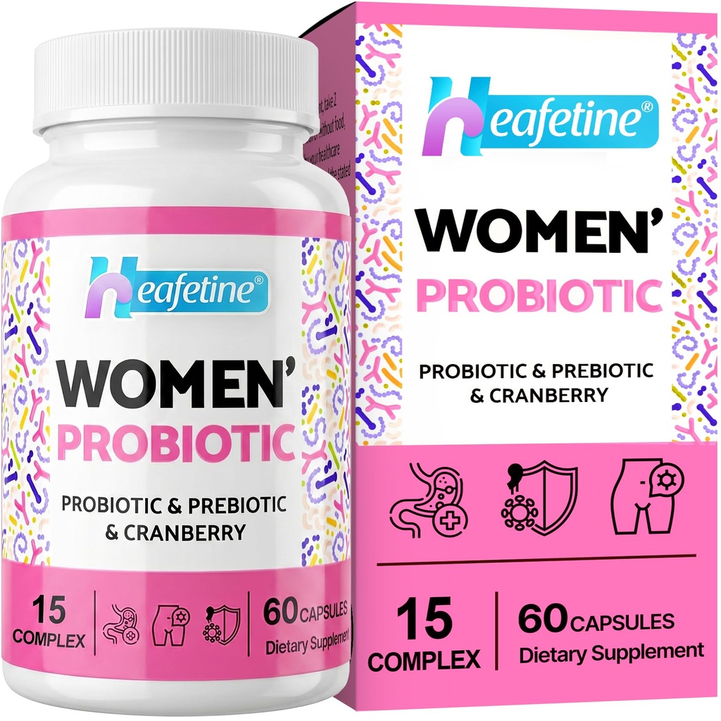 Probióticos vaginales para mujeres, 300 millones de millones de UF Probióticos para mujeres, 15-en-1 Mujeres Probióticos " Prebióticos, para Vaginal, Urinary Tract, PH Balance, Immune, Digestivo " Gut, Bloating Health, 60 caps