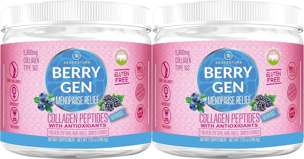 Menopause Morning Collagen Powder with Antioxidants - 60 Servings (2 Pack) - Formulado con Tipo 1 y 3 Collagen - Energy Support, and Relief from Discomfort - Made in the USA