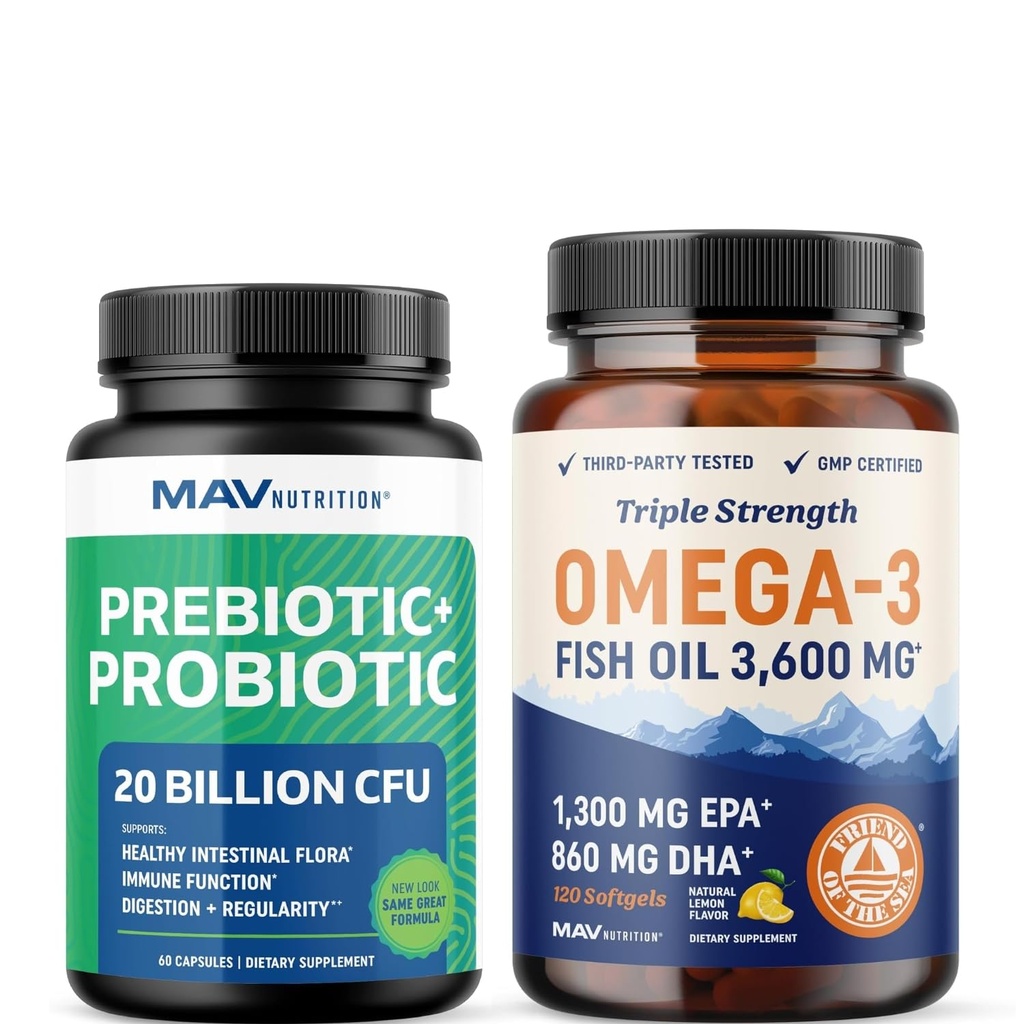 Petróleo de Pesca Omega 3 y cápsulas probióticas ← Triple Strength EPA & DHA con Probiótico Gut Health &amp; Immune Support Suplemento