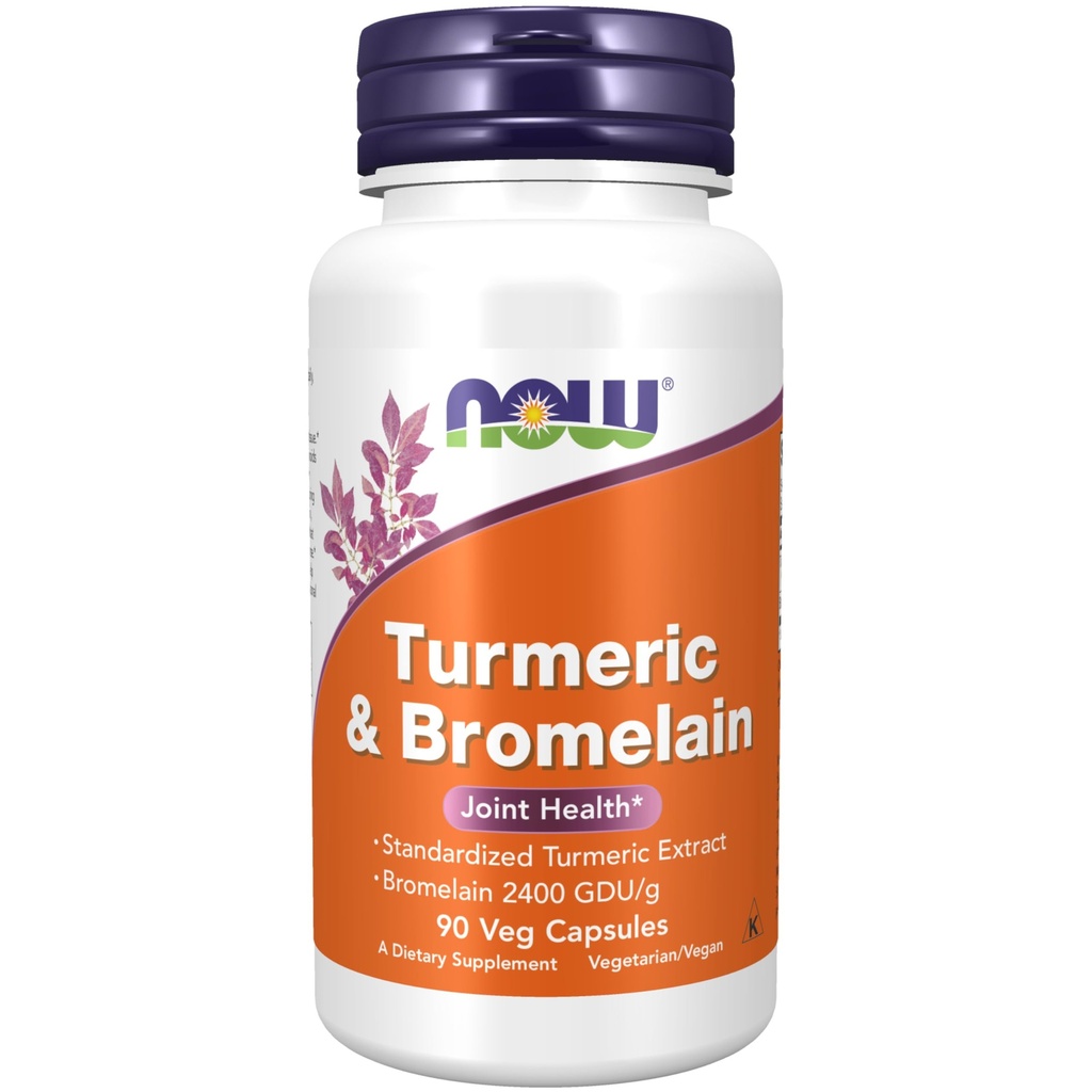 AHORA Suplementos de alimentos, Turmeric " Bromelain (Extracto Turmérico estandarizado) con Bromelain 2400 GDU/g, 90 cápsulas de veg