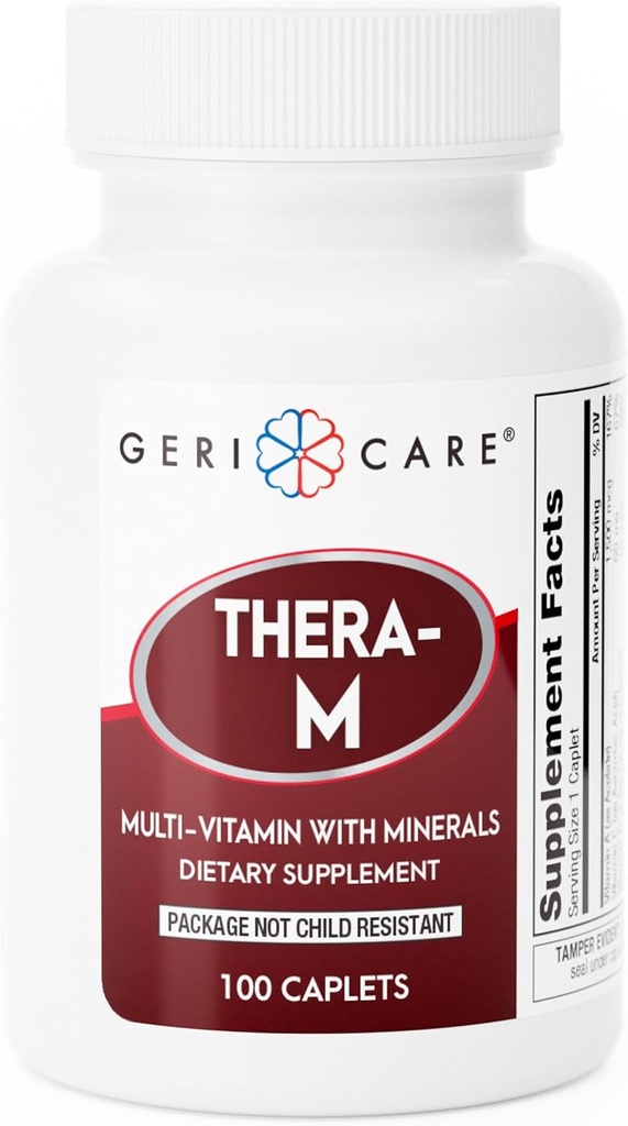 GeriCare Thera M Multivitamin Caplets, Blend of Vitamins and Minerals to Ensure Maximum Nutritional Support Antioxidant Protection Supplement, 100 Count (Pack of 1)