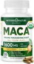 Madre Naturaleza Organic Maca Root Capsules – 1600mg, 120 Vegan Capsules – No GMO Peruano Amarillo, Rojo &amp; Negro Maca para Hombres &amp; Mujeres - Energía, Hormona, Cerebro &amp; Peso Well-Being