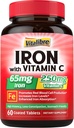 Suplemento de hierro con vitaminas C para la deficiencia de hierro Complejo de magnesio 10 en 1 para la deficiencia de magnesio