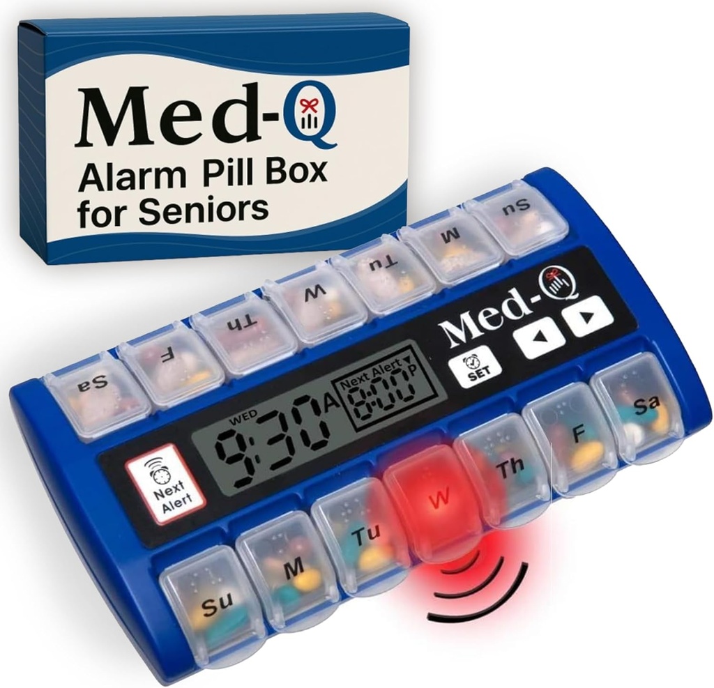Caja de Píldoras Digitales con Alarmas – Organizador de Píldoras con Recordadores de Lámparas Flashing – Dispensador de Píldoras Mensuales para Seniors, Dementia, Alzheimer, Medicación y Gestión de Vitaminas