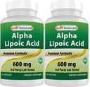 Mejores Naturales Ácido Lipoico alfa 600 mg 60 cápsulas - ALA Potente Antioxidante (60 Cuenta (Pack of 2))