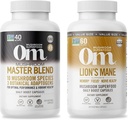 OM MUSHROOM SUPERFOOD Capsule Bundle, Master Blend Capsules & Lion's Mane Capsules, 340 Conde