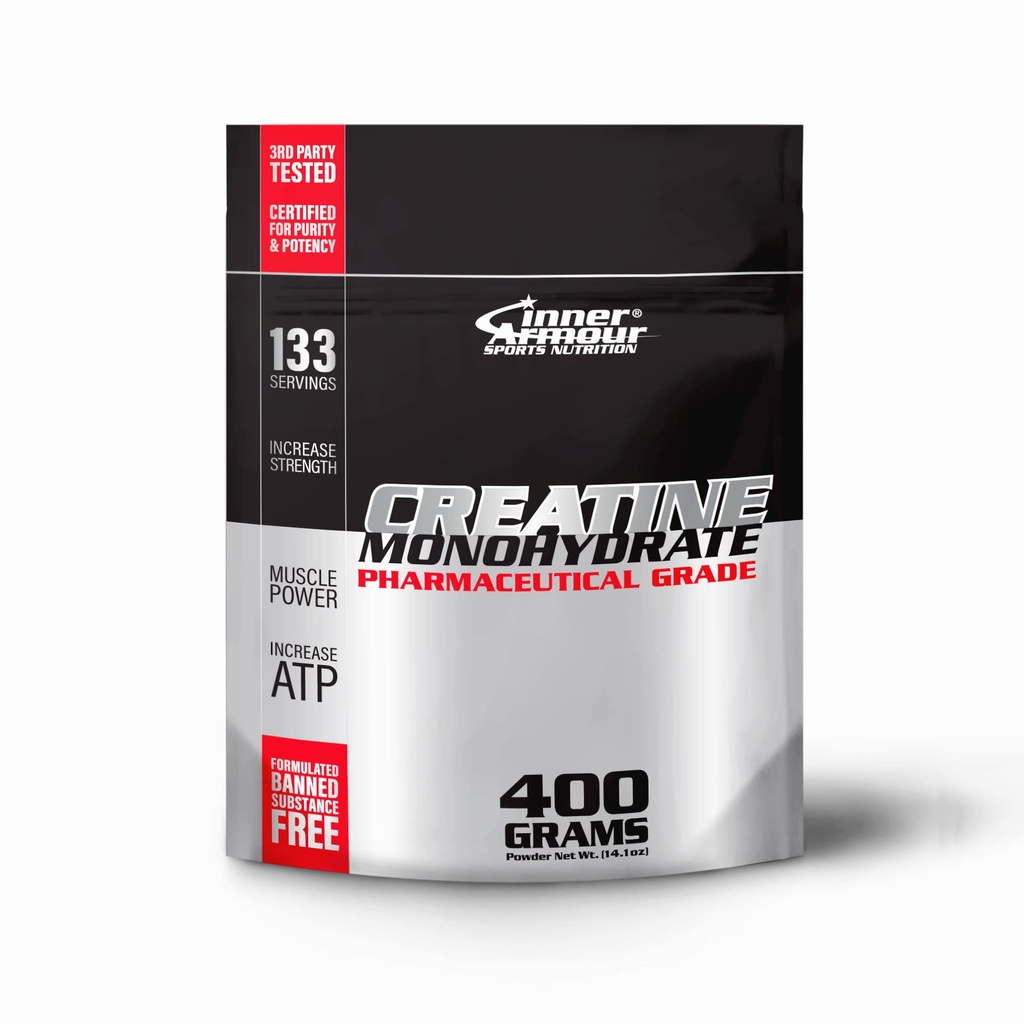 Micronized Creatine Monohydrate Powder - Aumentar la fuerza muscular y resistencia - Dissolver rápido, libre de sabor, suplemento de fitness vegano, Keto Friendly - 400 gr o 133 Servimientos