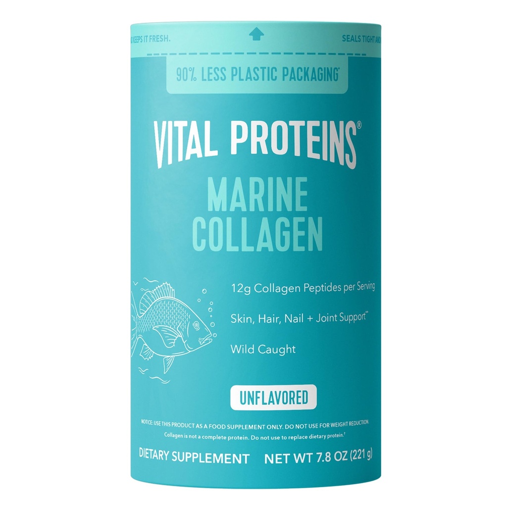 Proteínas Vital Peptides de Collagen Marina Suplemento de Polvo para Junta de Pelo de Piel - Collagen Hidrolyzed - 12g por Serving - 7.8 oz Canister
