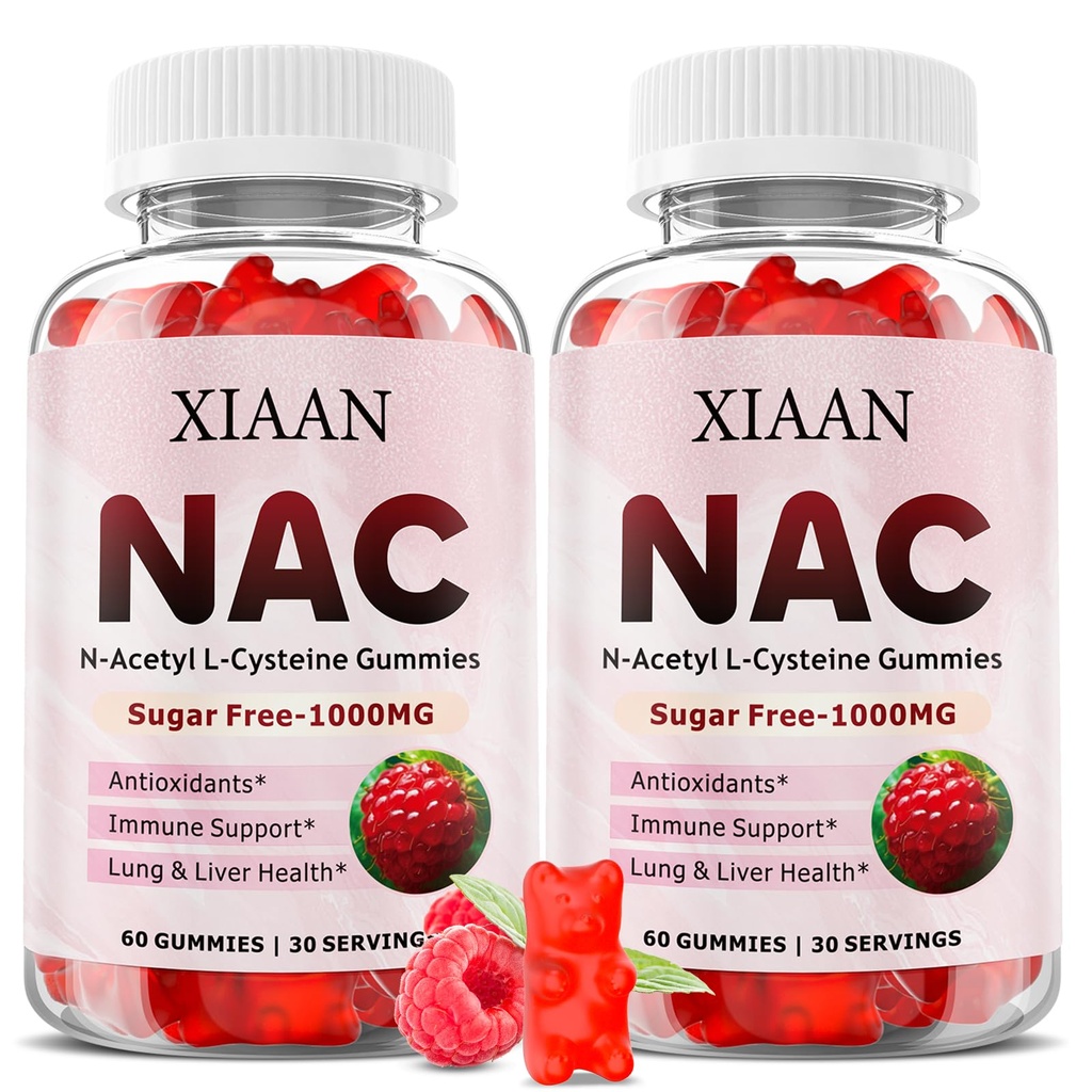 NAC Gummies for Kids &amp; Adults, N Acetyl Cysteine 1000mg NAC Suplemento para Antioxidantes &amp; Immune Support, Lung &amp; Liver Health, Raspberry Flavor 120 Count
