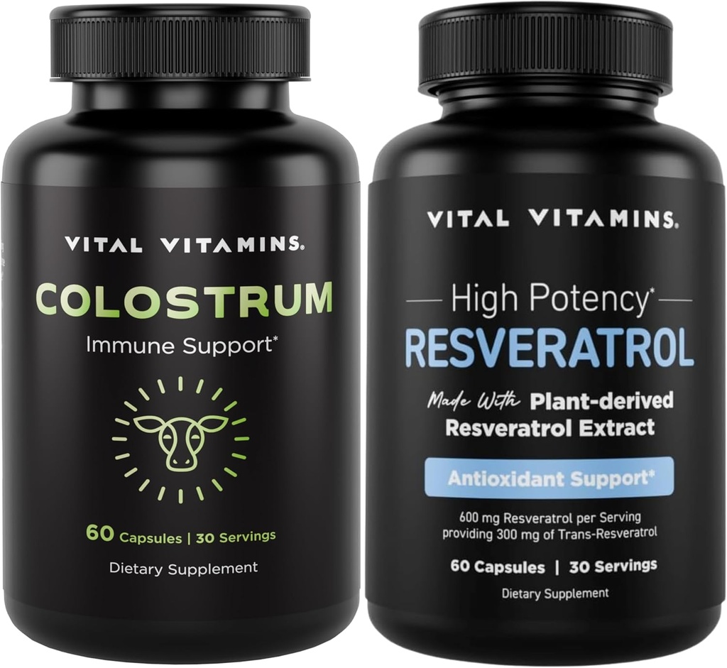 Vitaminas Vitales Colostrum cápsulas con vitamina C, zinc + cápsulas de resveratrol