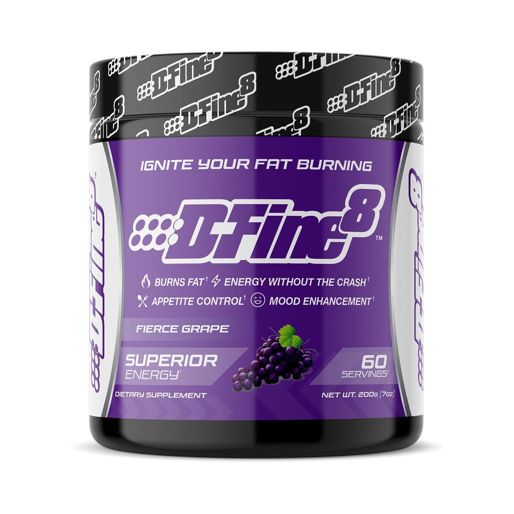 Thermogenic Pre-Workout Energy Powder " Shredding Supplement, Boost Energy Mood " Focus, Sugar Free, Contains Senactiv, Endurance, 300mg Caffeine, N-Acetyl-L-Tyrosine (Fierce Grape)