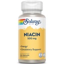 SOLARAY Niacin 500 mg, Vitamina B3 TENIDO Skin Health, Nervous System " Circulation Support TEN 100ct