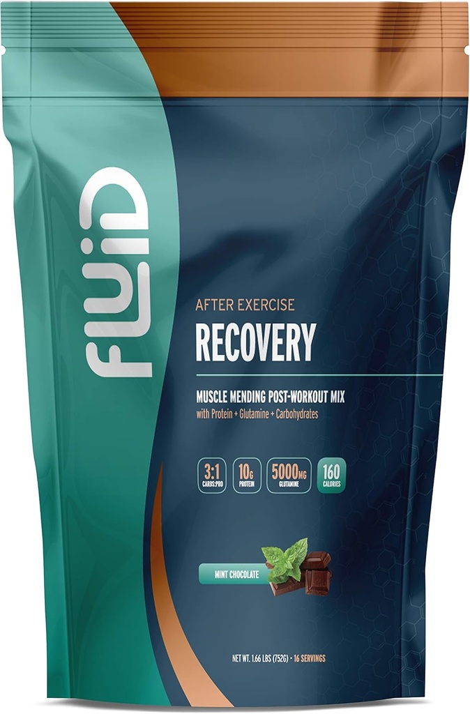 [BRSWIYI7OIORQ2DU] Fluid Recovery Post-Workout Drink Mix, Whey Isolate Protein, L-Glutamina, Carbs, All Natural Ingredients, Gluten-Free, Lactose-Free, Delicious After Exercise Muscle Recovery (Mint Chocolate)