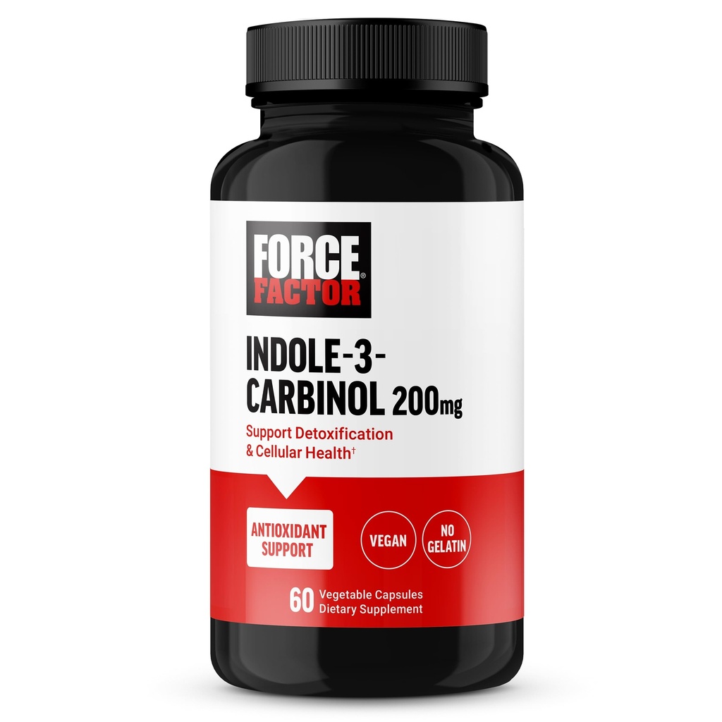 FORCE FACTOR Indole 3 Carbinol 200mg Detox and Antioxidant Supplement, Detox for Hombres and Women with Antioxidants, Clinically Studied Dose, Vegan, No Gelatin, 60 cápsulas