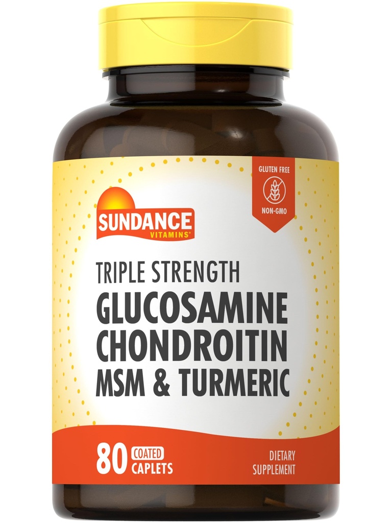 Sundance Glucosamine Chondroitin with MSM and Turmeric  sometida 80 Caplets ← Triple Fuerza Fórmula ← Non-GMO y Gluten Suplemento Libre