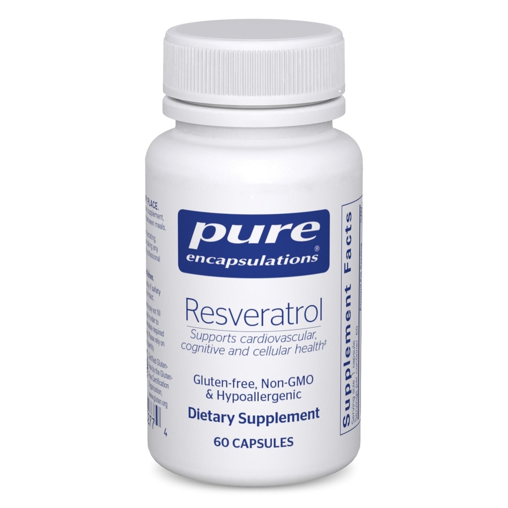 Encapsulaciones puras Resveratrol - Cardiovascular, Cellular Health & Memory Support* - 40 mg Trans-Resveratrol - Suplemento de antioxidantes - Gluten Free " Non-GMO - 60 cápsulas