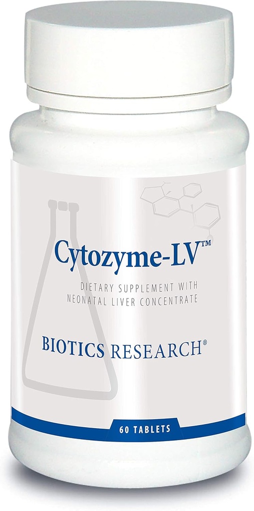 Biotics Research Cytozyme LV Neonatal Liver, Supports Healthy Liver Function and Serum Albumin, Excelente Fuente de B Vitaminas e Hierro, SOD, Catalase, Potent Antioxidant 60 Tablets