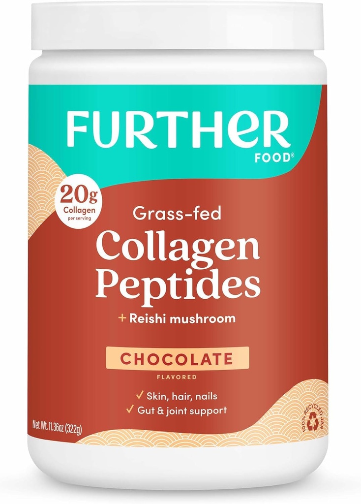 Peptides de Chocolate de Comida Powder, Hidrolizado de Pasta-Fed Tipo 1 & 3 Proteína, Salud Gut + Junta, Pelo, Piel, uñas, Paleo Keto Sin azúcar 11.36 oz