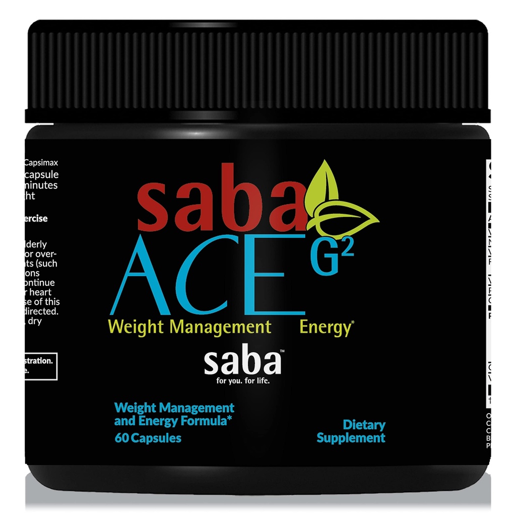 Saba ACE G2- Thermogenic Energy Burn, Pre Workout, Metabolism, Focus, Concentration, with Capsimax, CarnoSyn, BioPerine, Green Tea Leaf Extract, for Men &amp; Women -60 Capsules