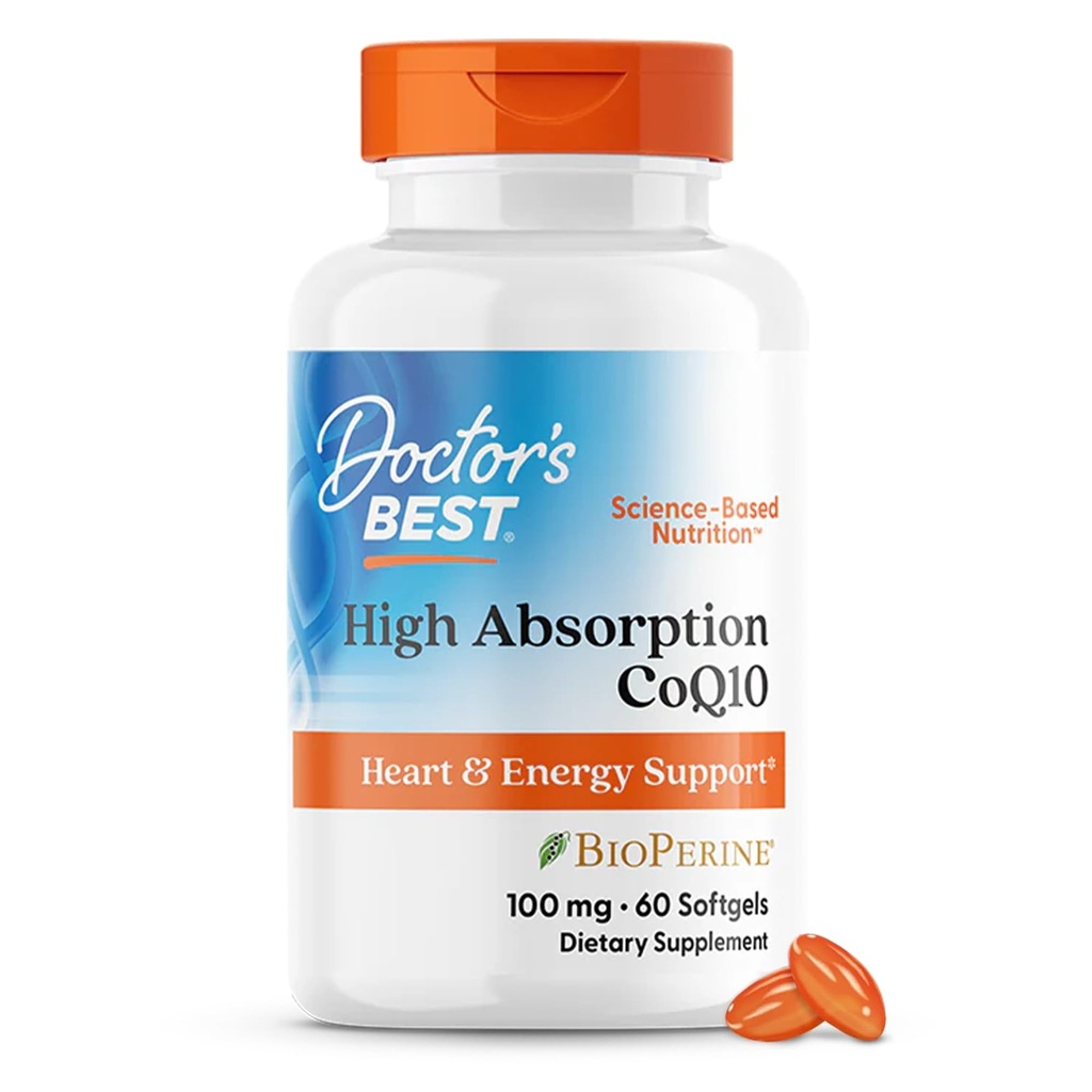 CoQ10 con BioPerine, Gluten Free Naturally Fermented, Heart Health & Energy Production, 100 mg, 60 SoFtgels