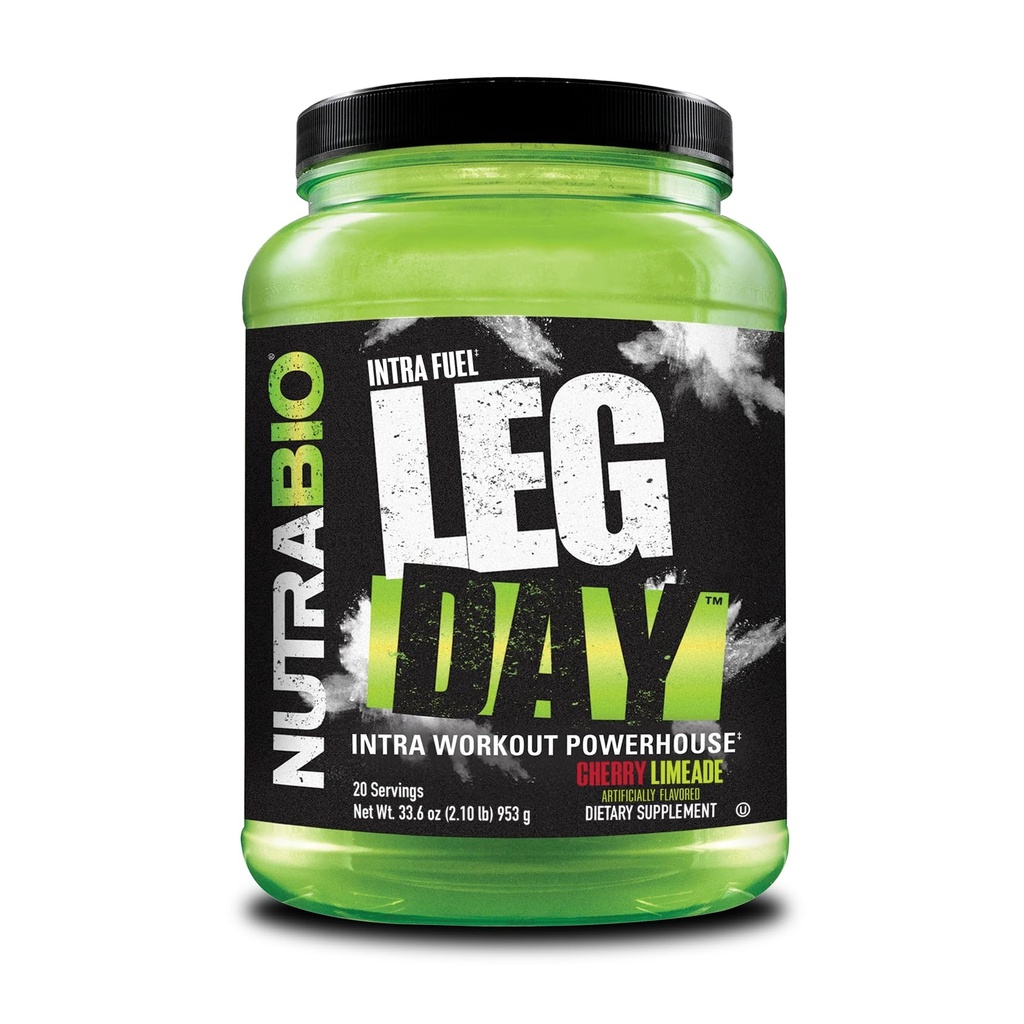 NutraBio Leg Day Intra Workout Powder – Advanced Carb Supplement with Cluster Dextrin &amp; Electrolytes – Carb Powder with EAAs/BCAAs – Cyclic Dextrin for Performance – Cherry Lime, 20 Servings