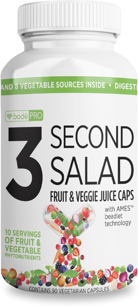 BODEPRO Bode Pro 3 Second Salad ← Phytonutrient Rich Fruit and Veggie Supplement, Antioxidant and Digestive Enzyme Formula ← Non-GMO Veggie Capsules