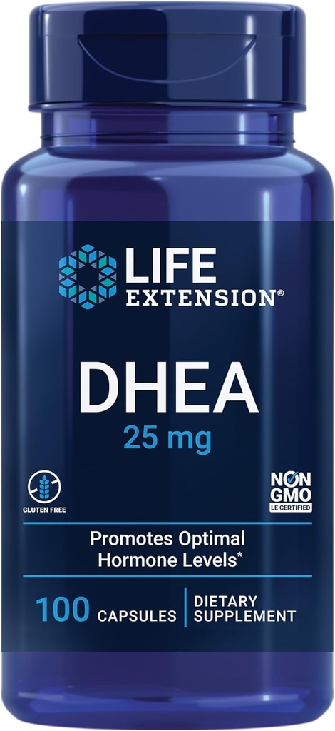 Extensión de la vida Litio 1000 mcg y DHEA 25 mg - Salud del cerebro, Anti-Envejecimiento, Longevidad, Suplementos de Salud Sexual Inmune - 100 Cuenta cada uno