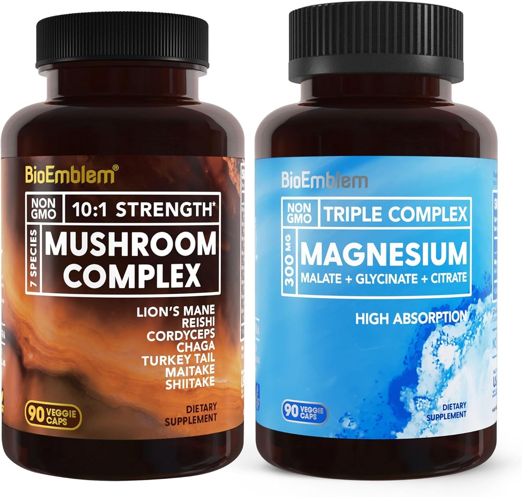 Complejo de magnesio de BioEmblem Triple y Complejo de Mushroom