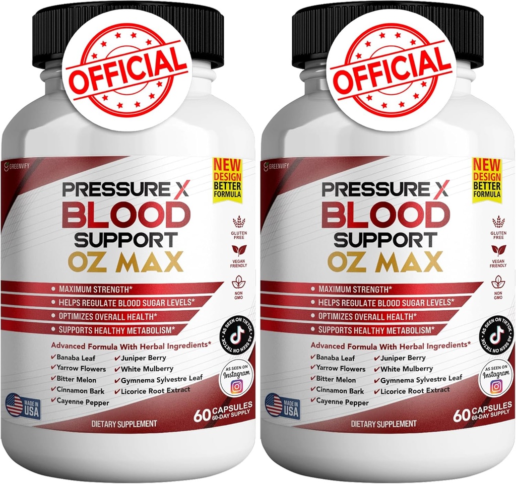 Presión X Soporte de sangre OZ Max Suplemento de soporte de sangre - Presión avanzada de FórmulaX Suplemento de soporte avanzado, Presión X Revisiones de fuerza máxima (2 Pack - 120 cápsulas)