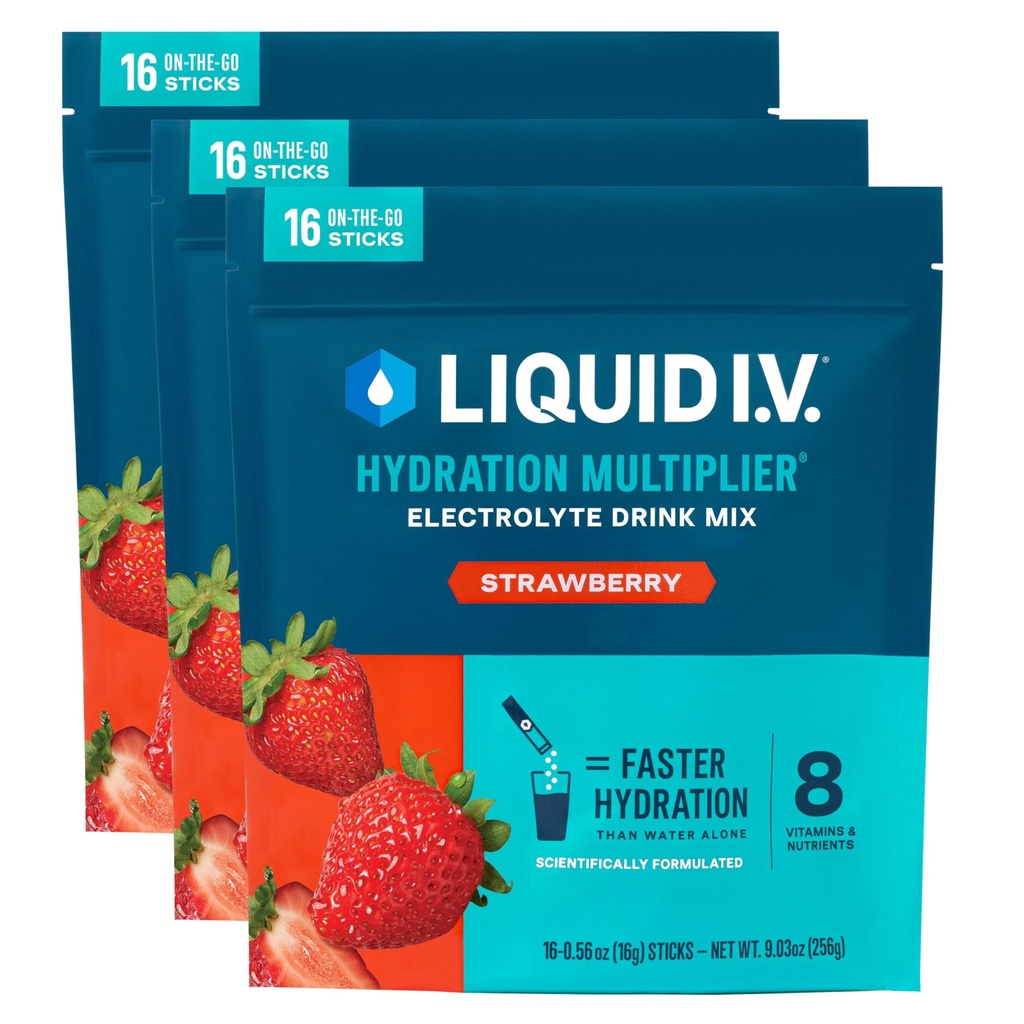 Multiplicador de hidratación I.V.® Líquido - Fresa Silencioso Electrolyte Powder Drink Mix Silencio 3 Pack (48 Servings)