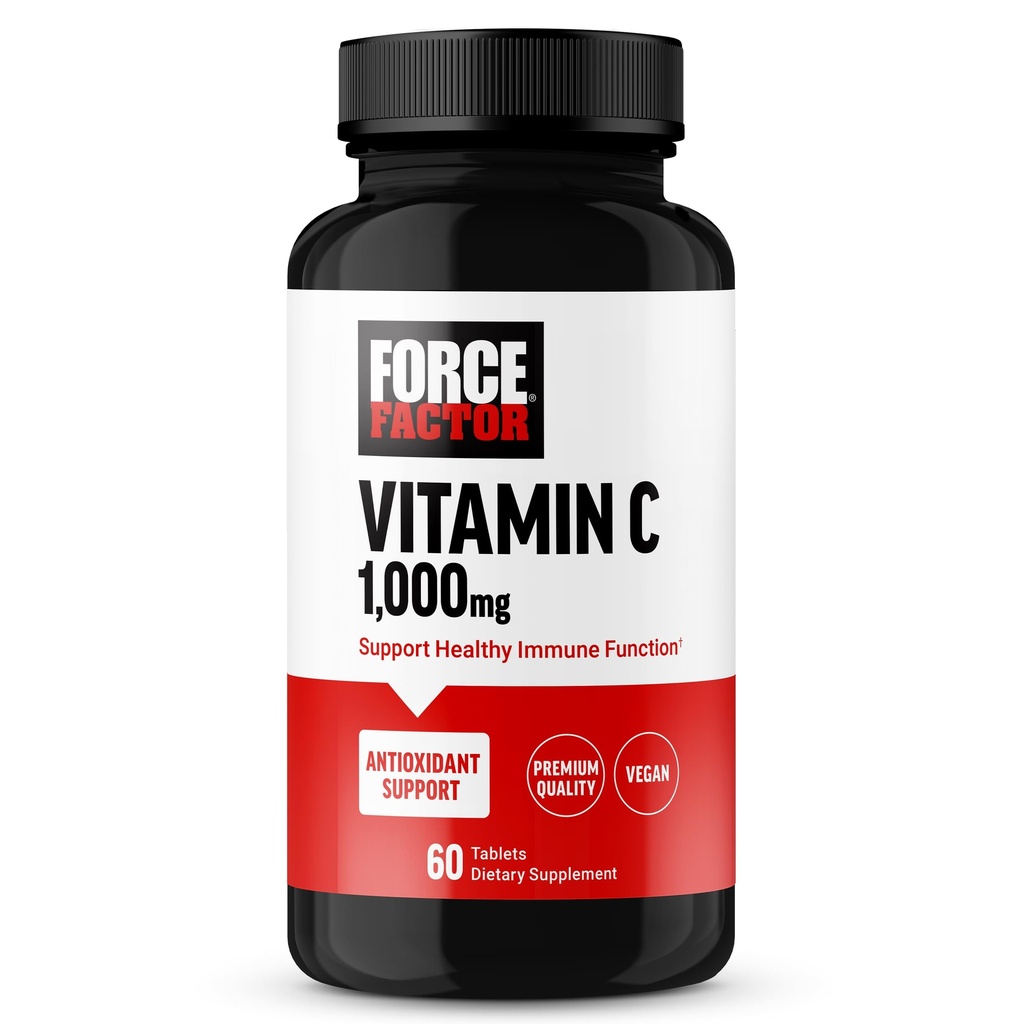 FORCE FACTOR Vitamina C 1000mg Apoyo Inmunitario Suplemento, Vitamina C Suplemento Inmunity Vitaminas Plus Antioxidante Apoyo, Calidad Premium, Vegan, 60 Tablas de vitamina C