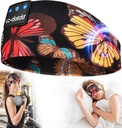 Auriculares para dormir LC-dolida Auriculares Bluetooth 5.4, Auriculares deportivos Banda Auriculares inalámbricos con micrófono de altavoz USB C para mujeres Ejercicio de regalo para dormir Jogging Yoga Insomnia Meditación de viaje, mariposa