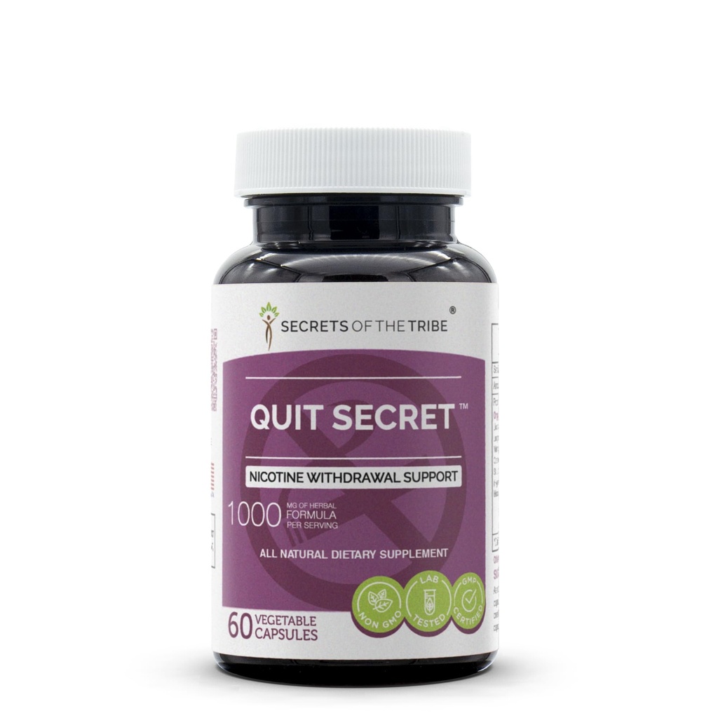 Secretos de la Tribu - Quit Secret, Nicotine Retirada Apoyo, Herbal Suplemento Blend (60 cápsulas)