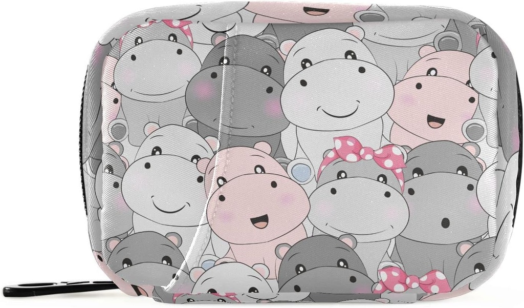 Pill Box Hippo Cartón de 7 Días Pill Funda de Organizador de Pill con cremallera Portable de vitamina semanal suplemento de la bolsa de bolsa