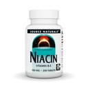 Fuente Natural Niacina, Vitamina B-3, No GMO, 100 mg - 250 Tabletas