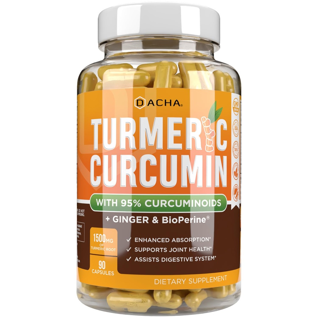 Suplemento de Curcumina Tumeric de DACHA - 2250mg Apoyo Conjunto Suplementos Turmeric con Pepper Negro Ginger 95% Curcuminoides Capsules