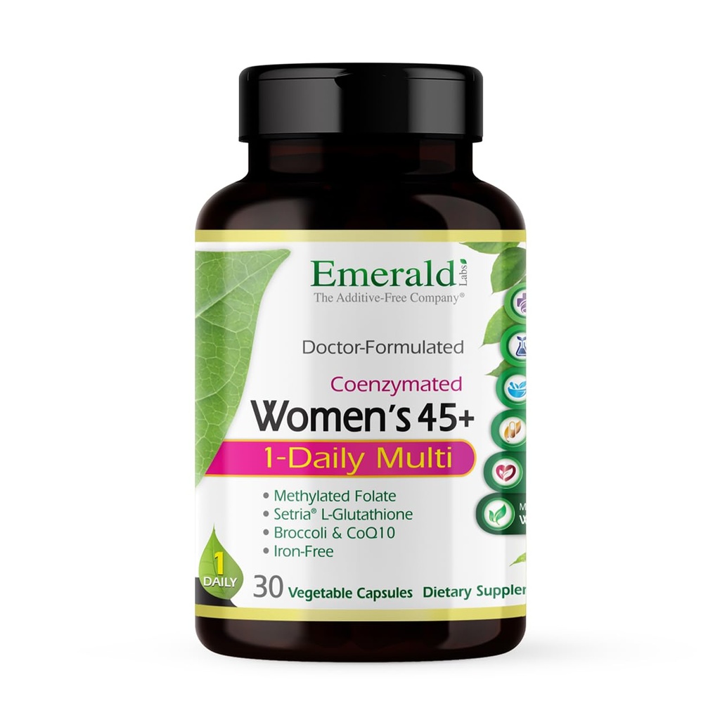 EMERALD LABS Women's 45+ 1-Daily Multi - Complete Multivitamin for Comprehensive Support, Bone & Heart Health* - Designed for Women 45+ - Gluten-Free &amp; Vegetarian - 30 cápsulas vegetales