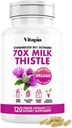 Extracto de esteto de leche orgánica 70:1 Suplemento - Limpiador de hígado Detox & Reparación, Apoyo a la salud del hígado, Antioxidantes - 120 cápsulas vegas, no GMO, Gluten Free