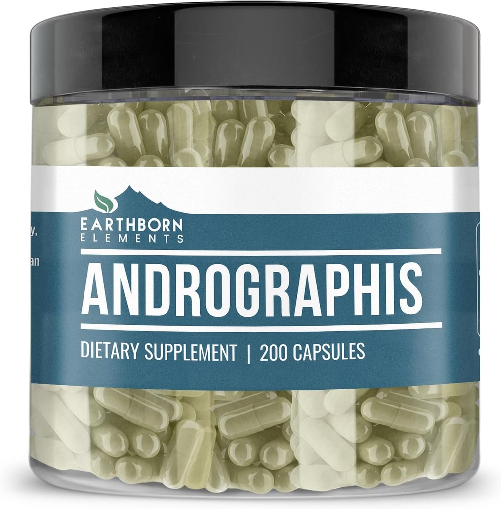 Elementos terrestres Andrographis Paniculata 200 Capsules, Puro ' Undiluted, No Additives