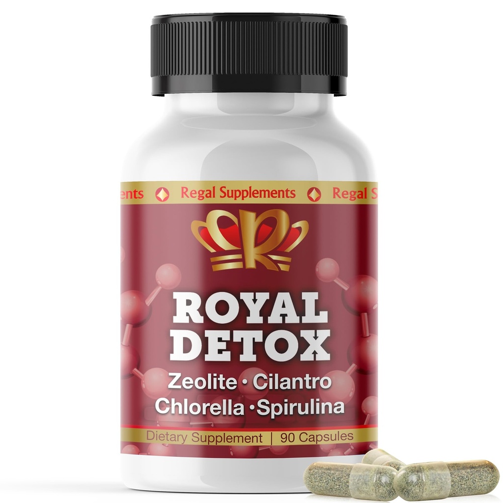 Royal Detox - All-in-One Cleanse ← Zeolite, Cilantro, Chlorella, Spirulina, Apple Pectin ¦ Full Body, Liver, Colon Detox ← Apoya Energía, Mood, Inmunity, Gut Health, Inflamación reducida 90 cápsulas