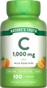 La verdad de la naturaleza Vitamina C 1000 mg con Rose Hips TEN 110 cápsulas ANTE Vegan, No GMO, & Gluten Suplemento gratuito