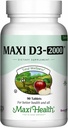 Maxi-Health Vitamina D3 2000 UI - Para la función del músculo saludable, la salud del hueso y el apoyo inmunológico – 90 Tabletas – Mejor suplemento de Kosher para adultos