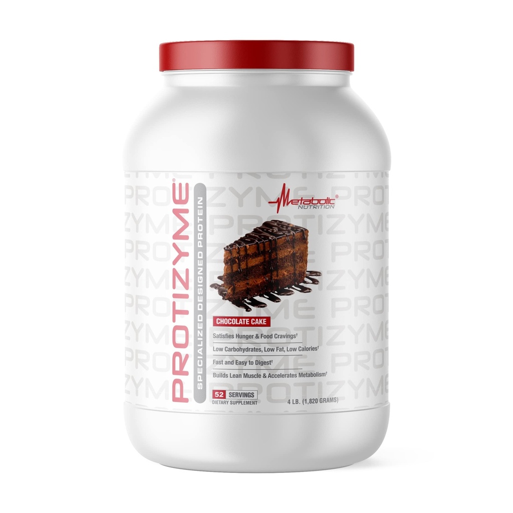 Nutrición metabólica, Protizyme, 100% Whey Protein Powder, Alta Proteína, Baja Carb, Proteína de bajo peso, Enzimas digestivas, 24 vitaminas esenciales y minerales, 4 libras, 52 piezas