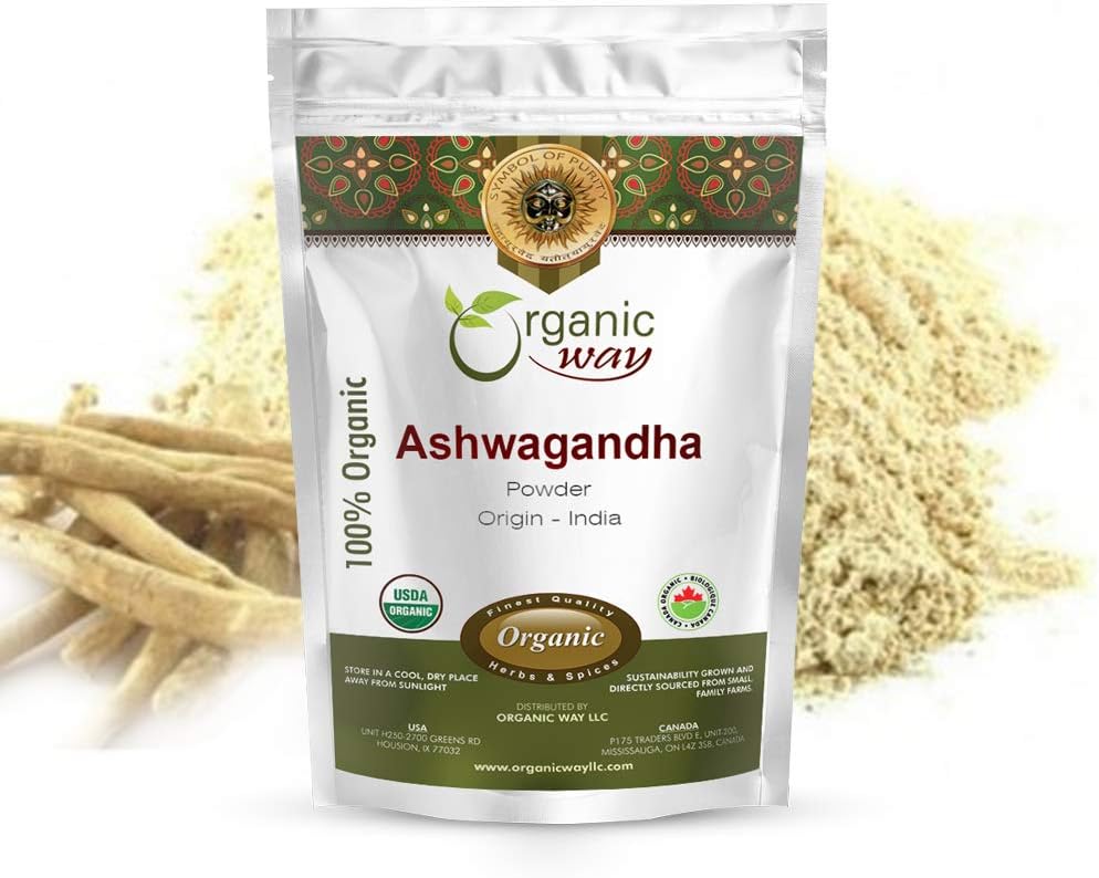 Orgánica Premium Ashwagandha Root Powder (Conania somnifera) - Orgánica &amp; Kosher Certified ← Vegan ← No GMO &amp; Gluten Free ← USDA Certified  durable Origin - India (1Lbs / 16Oz)