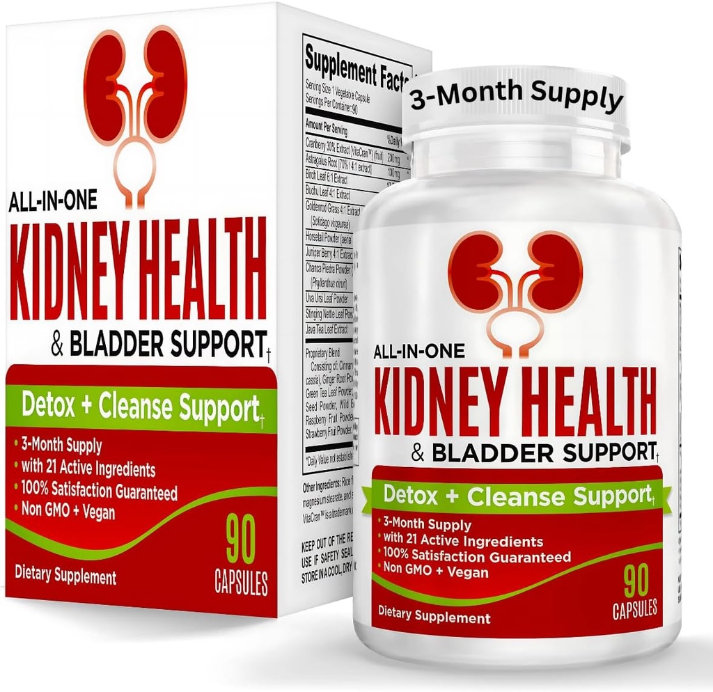 Riñón " Vejiga (3 meses) Apoyo a la salud Suplemento Silencio All-in-1 Urinary Tract Supplements with 21 Active Ingredients ← Kidney Cleanse Detox Support Nutrients