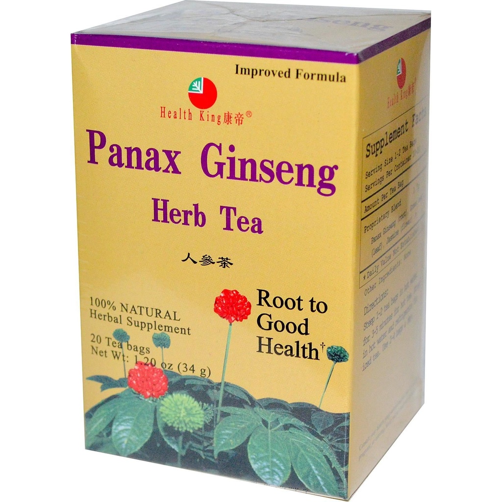 Salud rey Panax Ginseng Herb Tea, Teabags, 20 caja del conde